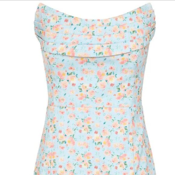 LEILANI Cowl Bandeau Midi Dress In Blue Floral - Picture 2 of 3